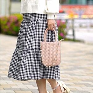 Boho Gingham Ruffle Maxi Skirt